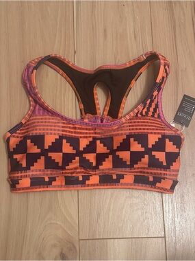 OFUURE Orange & Purple Patterned Racerback Sports Bra